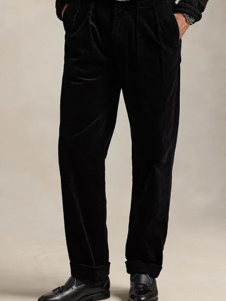 Hlače iz rebrastega žameta Polo Ralph Lauren 8W CORDUROY črna