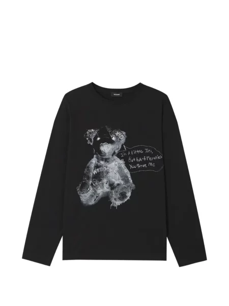 Ursuleț de pluș lung tricou We11done cu imagine negru