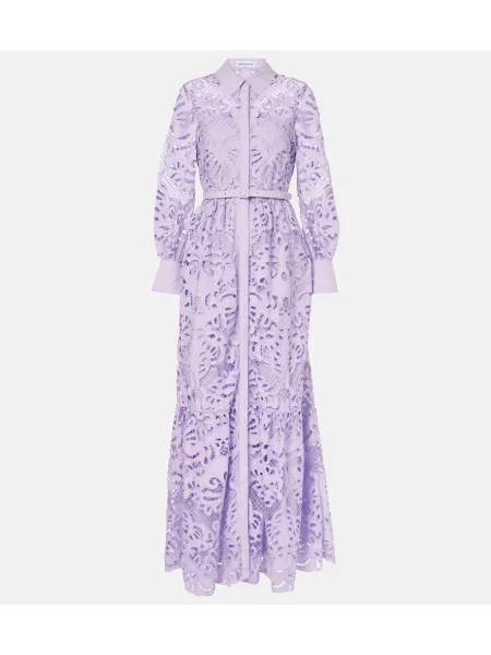 Rochie maxi Self-portrait din dantelă de costum violet