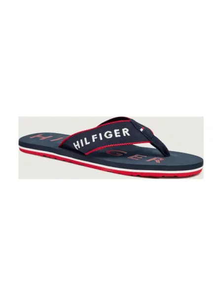 TOMMY HILFIGER Flip-flops albastru închis / roșu alb