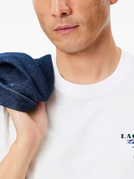 Tricou Lacoste cu imagine alb