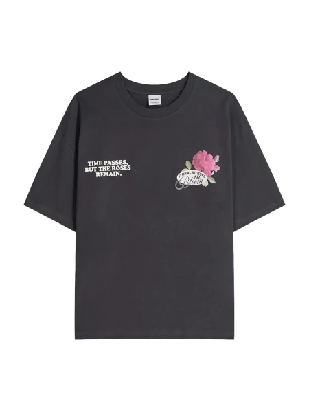 Bershka Majica slonovina / antracit / eozin bela