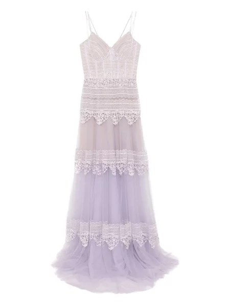 Rochie fără mâneci Saiid Kobeisy fără mâneci din dantelă de costum violet
