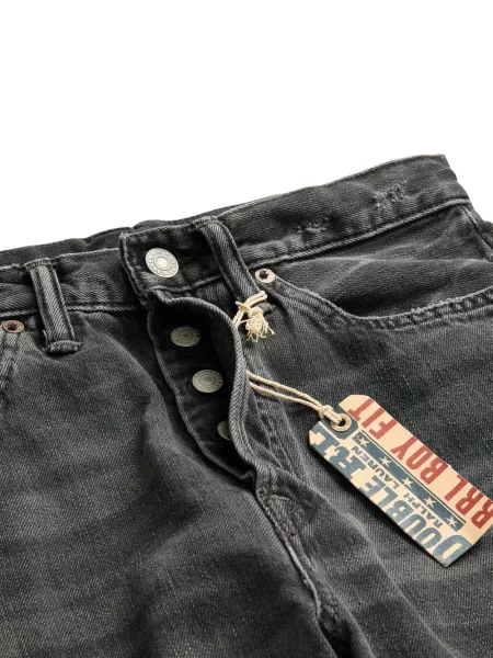 Blugi Ralph Lauren Rrl cu talie înaltă zdrențuiți negru