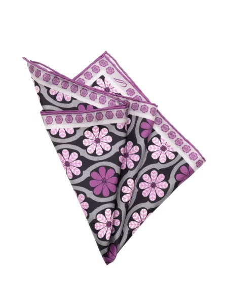 Fular Elizabetta cu model floral cu imagine negru