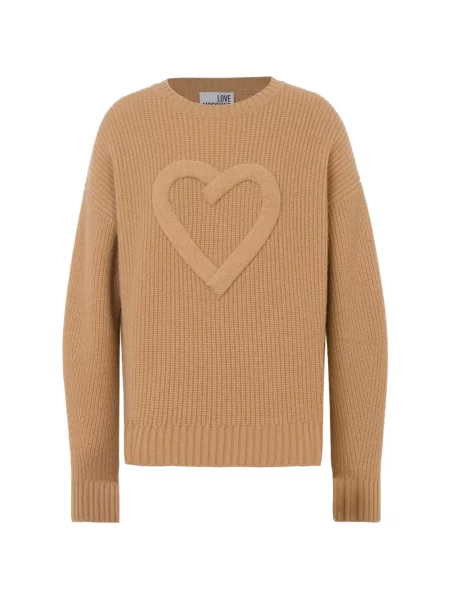 Pulover Love Moschino de lână cu motiv cu inimi maro