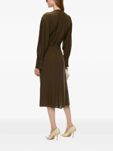 Rochie midi Pinko cu decolteu în V cu volane verde