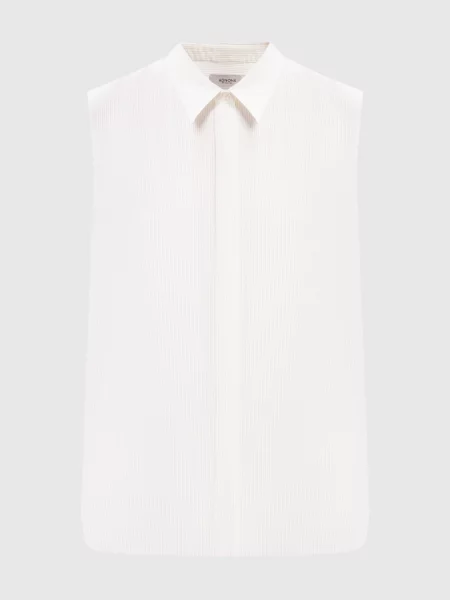 Топ в рубчик з шовком Agnona білий