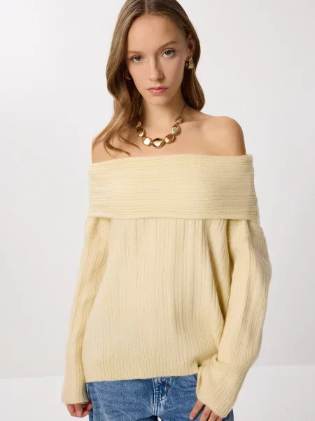 Happiness İstanbul Pulover lână alb