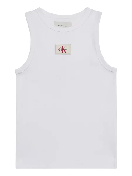 Calvin Klein Jeans Top Monologo Patch Tank roșu merlot murdar alb