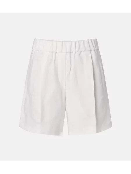 Bermude Brunello Cucinelli cu talie înaltă alb