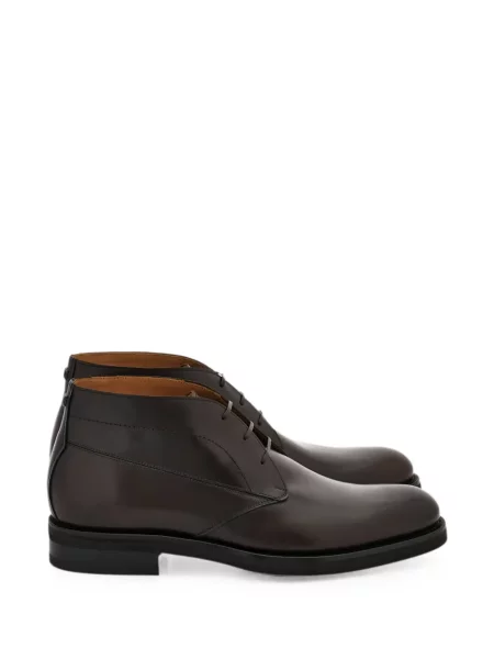 Botine Ferragamo cu șireturi din dantelă maro