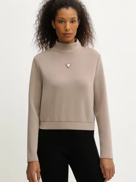 Guess bluza OLYMPE gładka beżowy