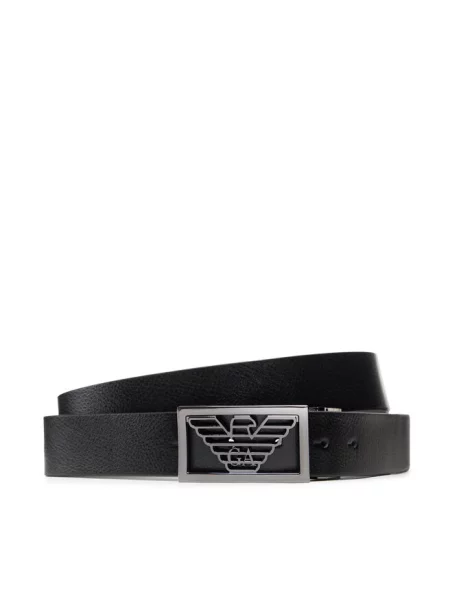 Emporio Armani pasek skórzany dwustronny czarny
