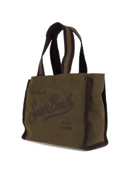 Samt shopper torbica Mc2 Saint Barth s autogramom zelena
