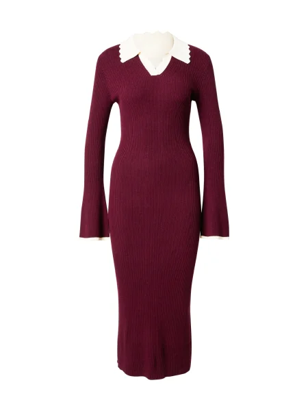 Noella Pletené šaty Livvy vínovo červená biela