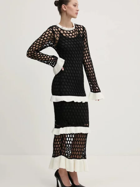 Never Fully Dressed rochie maxi mulata negru