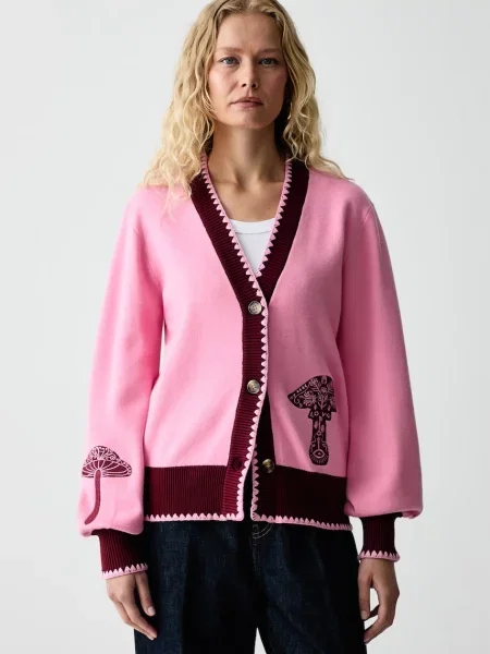 Never Fully Dressed cardigan pentru femei cu vâscoză roz