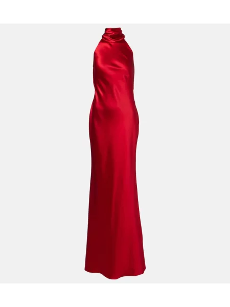 Rochie Ralph Lauren Collection din satin cu gât halter roșu