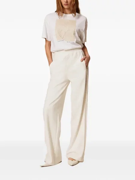 Pantaloni Twinset plisate din dantelă