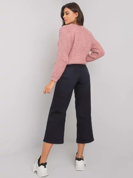 Pantaloni Fashionhunters cu talie înaltă negru