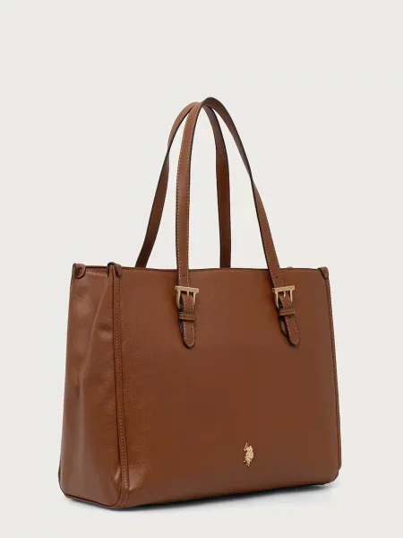 U.S. Polo Assn. geantă shopper pentru femei cu imitație de piele NANTUCKET maro
