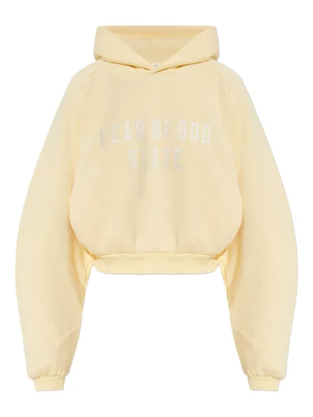 Hanorac cu glugă Fear Of God Essentials cu broderie galben