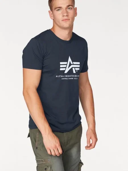 Alpha Industries pánske tričko Basic navy biela