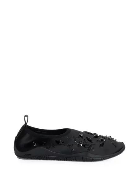 Sneakerși Jil Sander din satin negru
