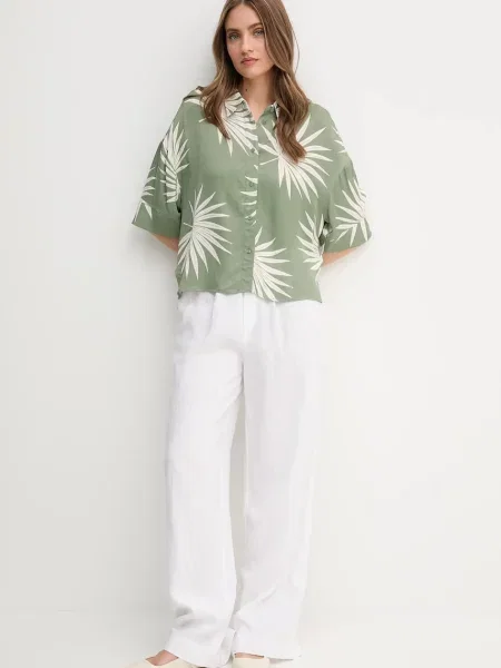 OUI koszula zielony relaxed z kołnierzykiem klasycznym