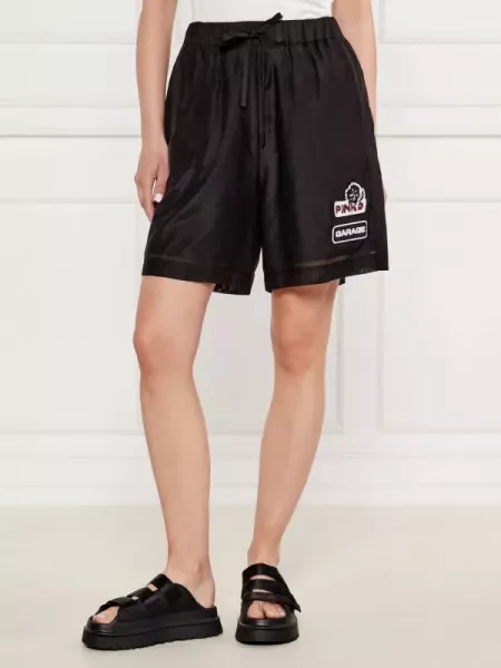 Pinko Pantaloni scurți LEWIS | Relaxed fit cu adaos de mătase negru