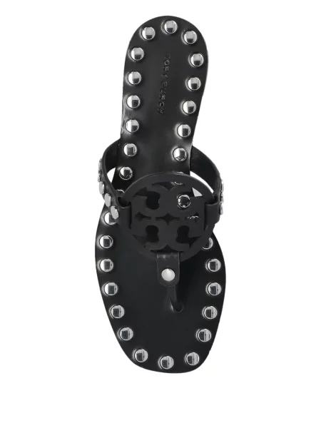 Sandale Tory Burch din piele fără toc cu tepi negru