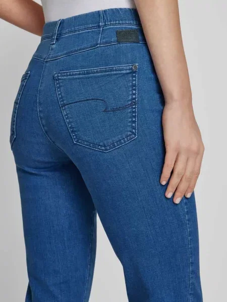 Jeansy z prostą nogawką z ozdobnymi szwami model Laura' Raphaela By Brax niebieskie