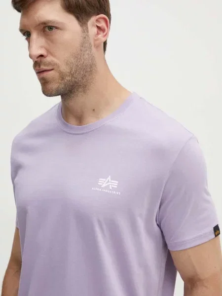 Тениска Alpha Industries лилаво с принт виолетово