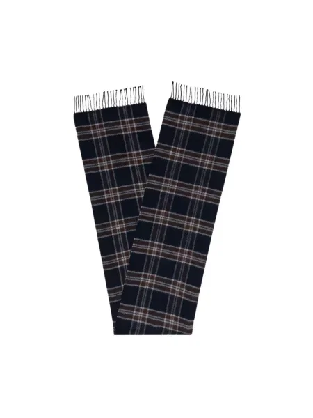 Szal Brooks Brothers wełniana w kratę niebieska
