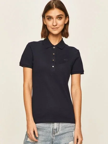Lacoste Tricou femei marin cu guler albastru