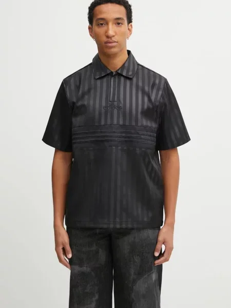 Adidas Originals tricou polo Satin Jersey cu imprimeu negru