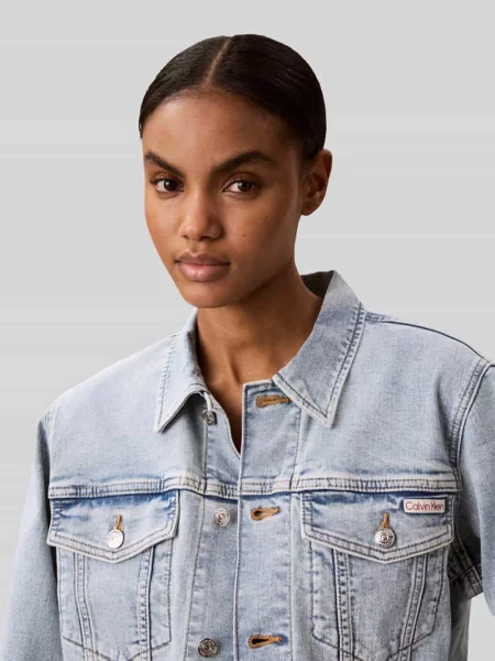 Calvin Klein Jeans kurtka jeansowa z bawełną niebieska