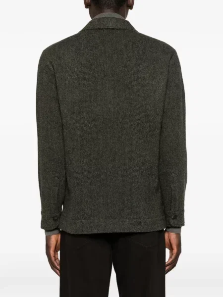 Geacă Gran Sasso de lână cu model herringbone verde