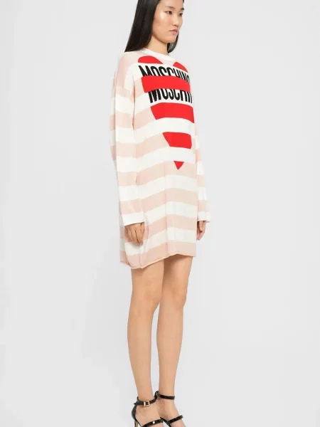 Шерстяное платье Moschino в полоску