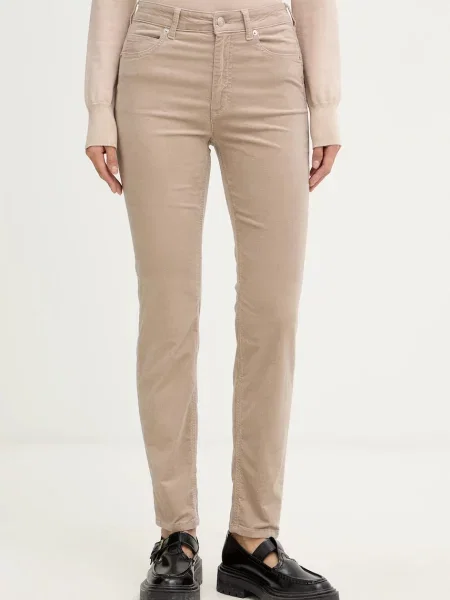 Marc O'Polo pantaloni mulată high waist bej