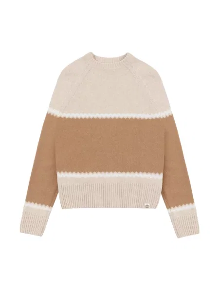 Sweter Colmar wełniany z nadrukiem beżowy