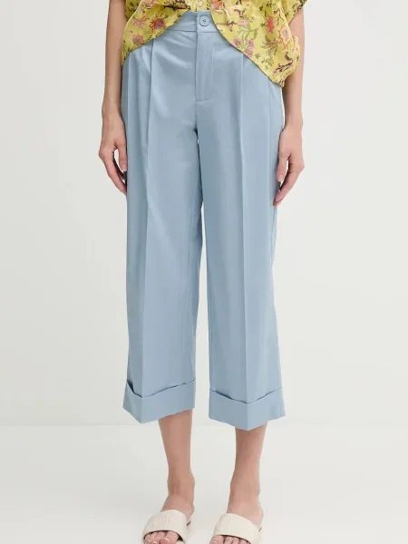 Pedro del Hierro spodnie proste high waist niebieski