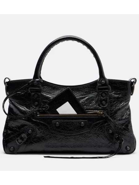 Top Balenciaga din piele negru