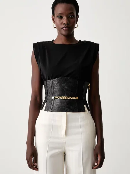 Curea Elisabetta Franchi din piele negru