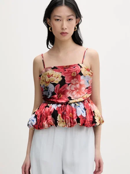 Gestuz bluzka na ramiączkach z dodatkiem jedwabiu czerwona