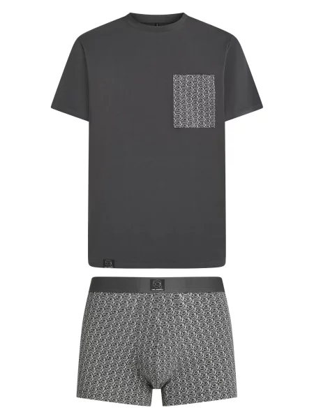 Karl Lagerfeld Pijama scurtă Ikon gri închis alb