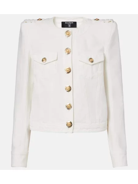 Geacă Balmain din canvas alb