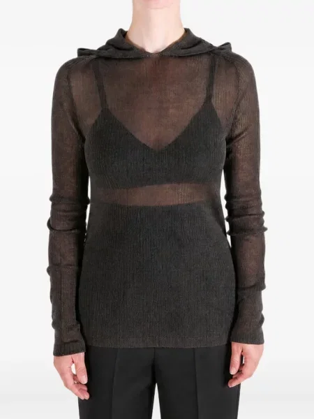 Hanorac cu glugă Rick Owens tricotate gri