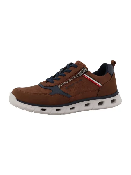 TOM TAILOR Pantofi cu șireturi sport bleumarin maro